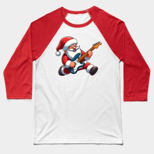 Santa Claus Playing Electric Guitar Baseball T-Shirt